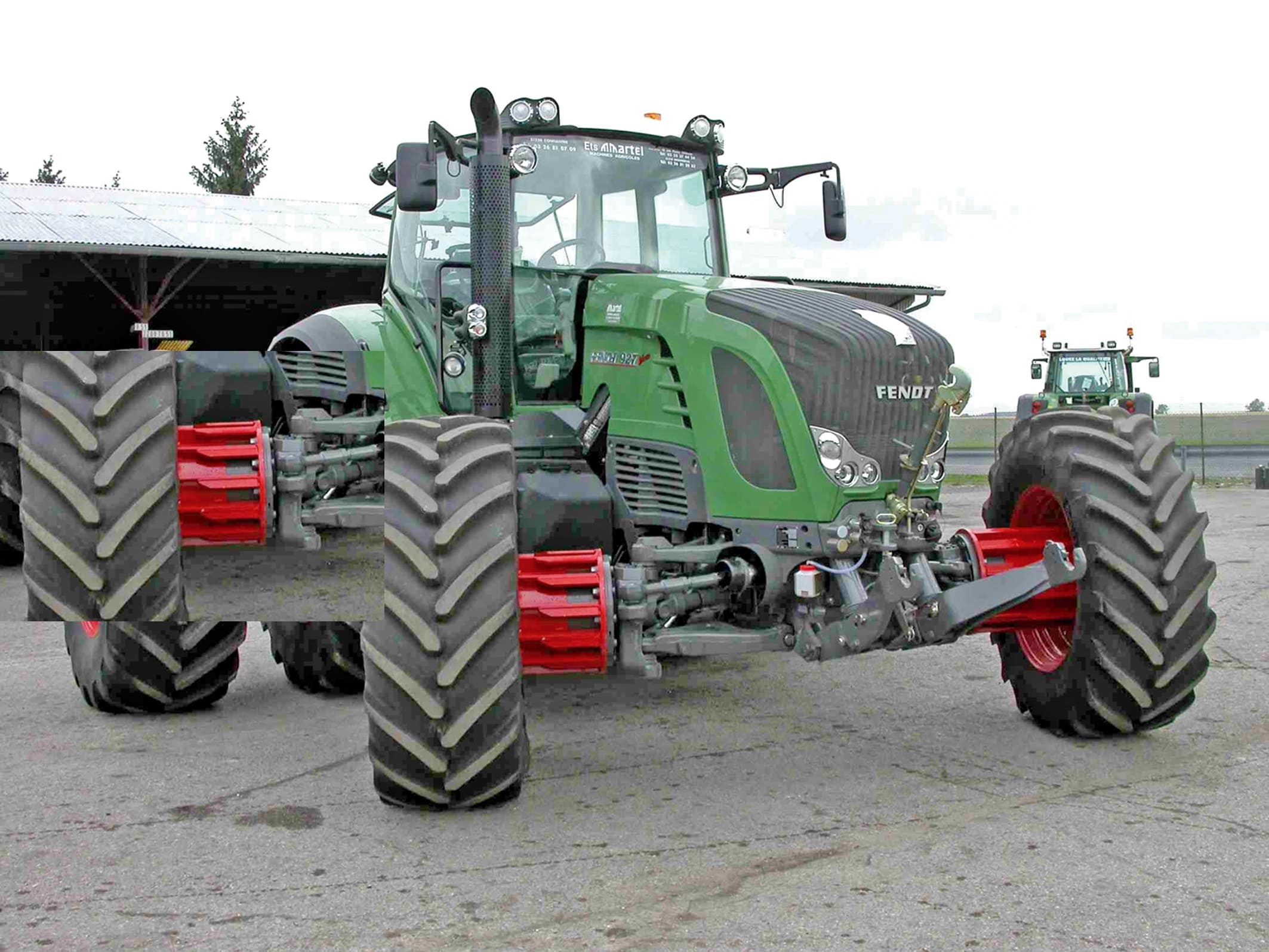 Tracteur agricole équipé d’élargisseurs MV